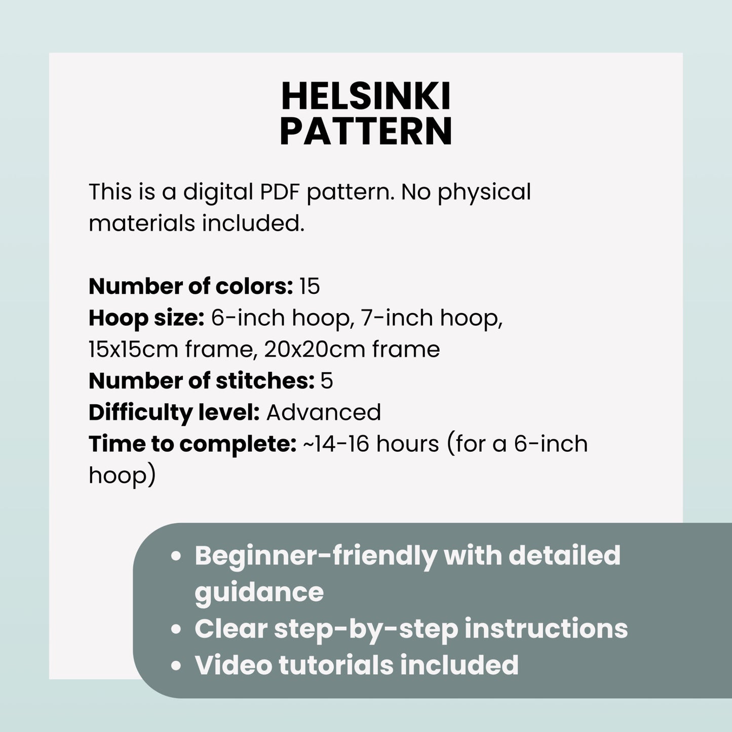 Helsinki, Finland, Architecture - Hand Embroidery Pattern (PDF)