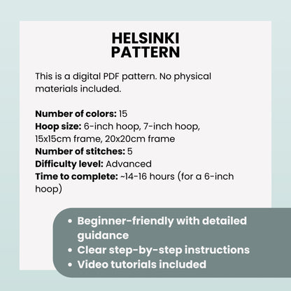 Helsinki, Finland, Architecture - Hand Embroidery Pattern (PDF)