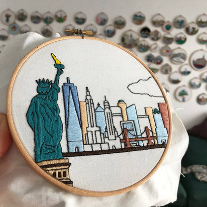 New York, NY, Skyline - Hand Embroidery Pattern (PDF)