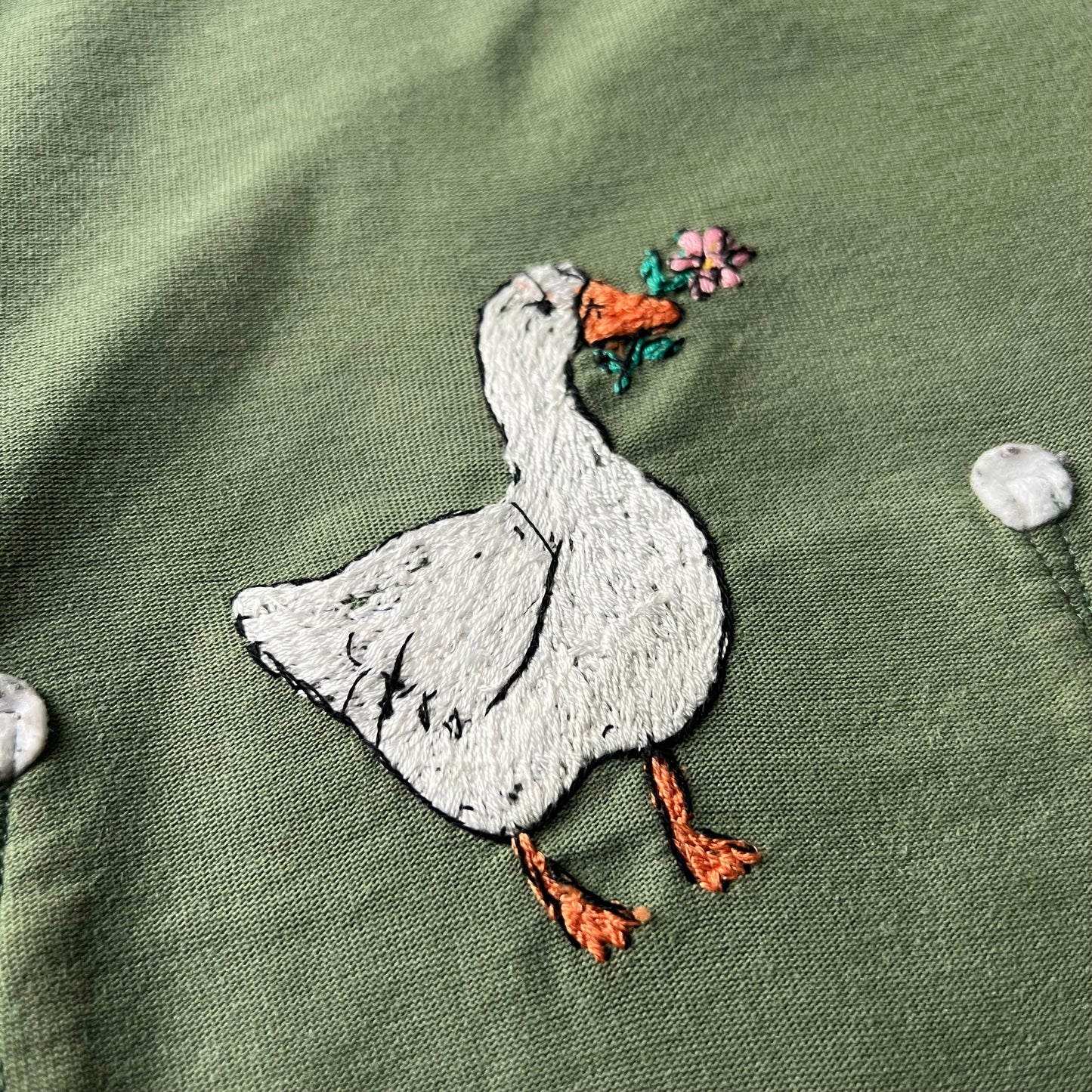 Valentine Goose with a flower - Hand Embroidery Pattern (PDF)
