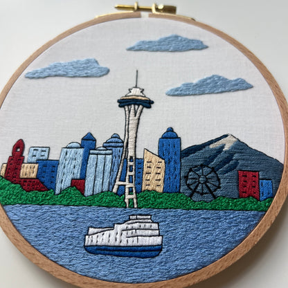 Seattle, WA, Skyline - Hand Embroidery Pattern (PDF)