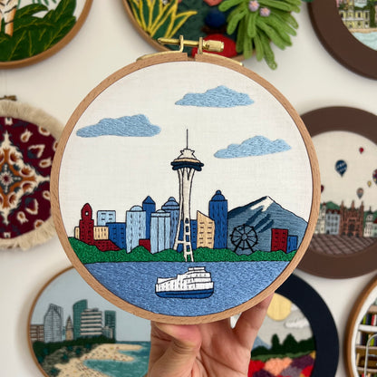 Seattle, WA, Skyline - Hand Embroidery Pattern (PDF)