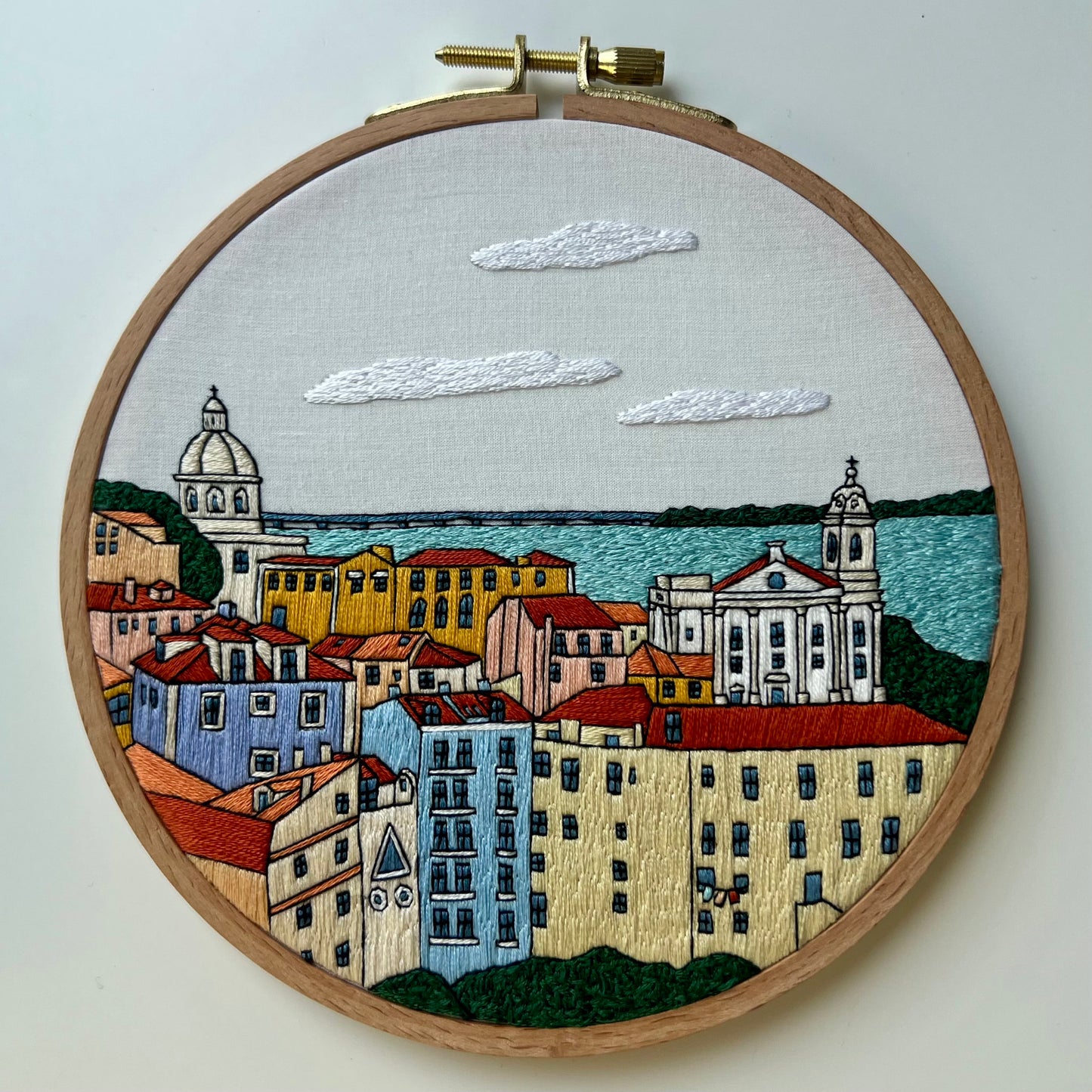 Lisbon, Portugal, Skyline - Hand Embroidery Pattern (PDF)