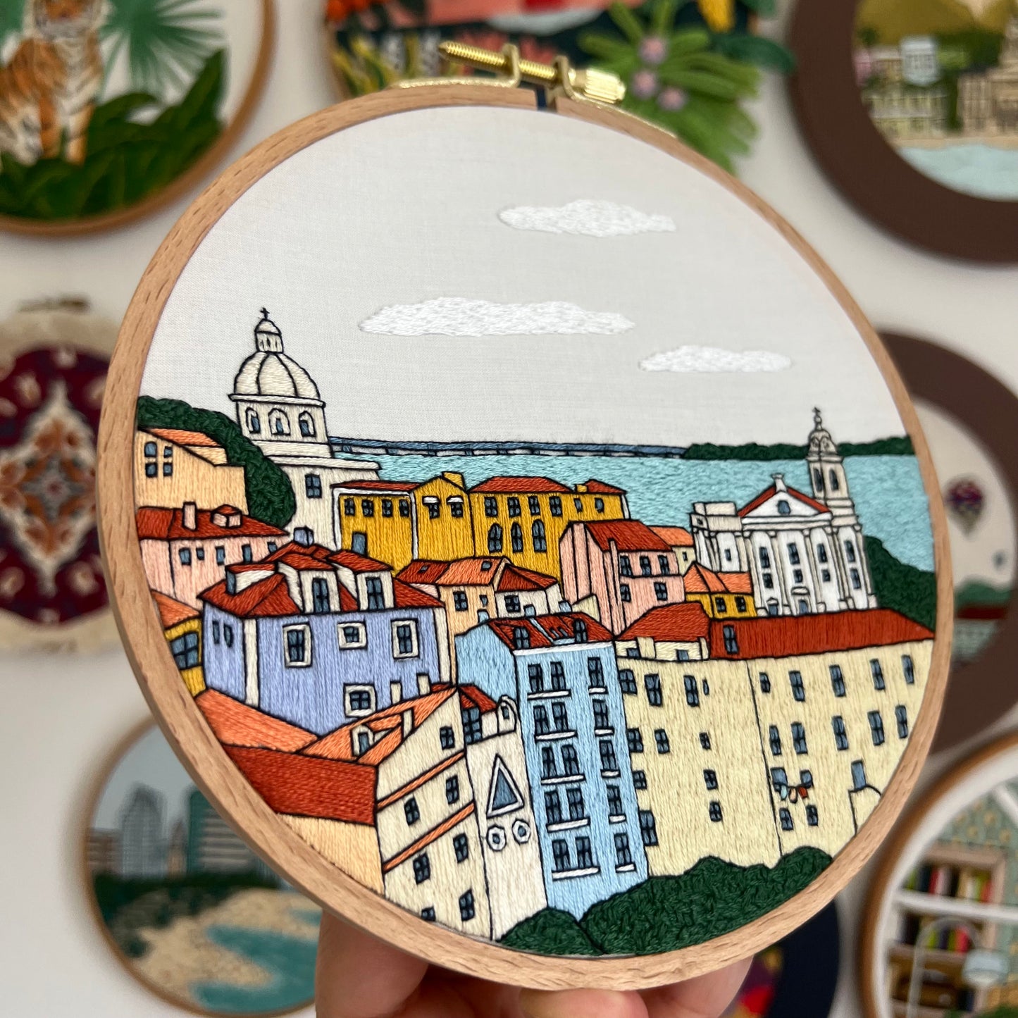 Lisbon, Portugal, Skyline - Hand Embroidery Pattern (PDF)