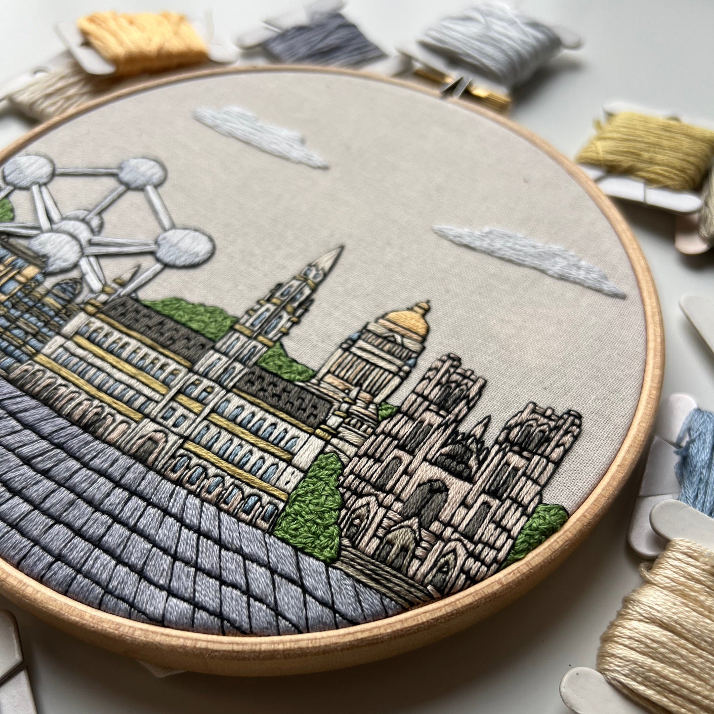 Brussels, Belgium, Cityscape - Hand Embroidery Pattern (PDF)