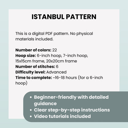 Istanbul, Turkey, Cityscape - Hand Embroidery Pattern (PDF)