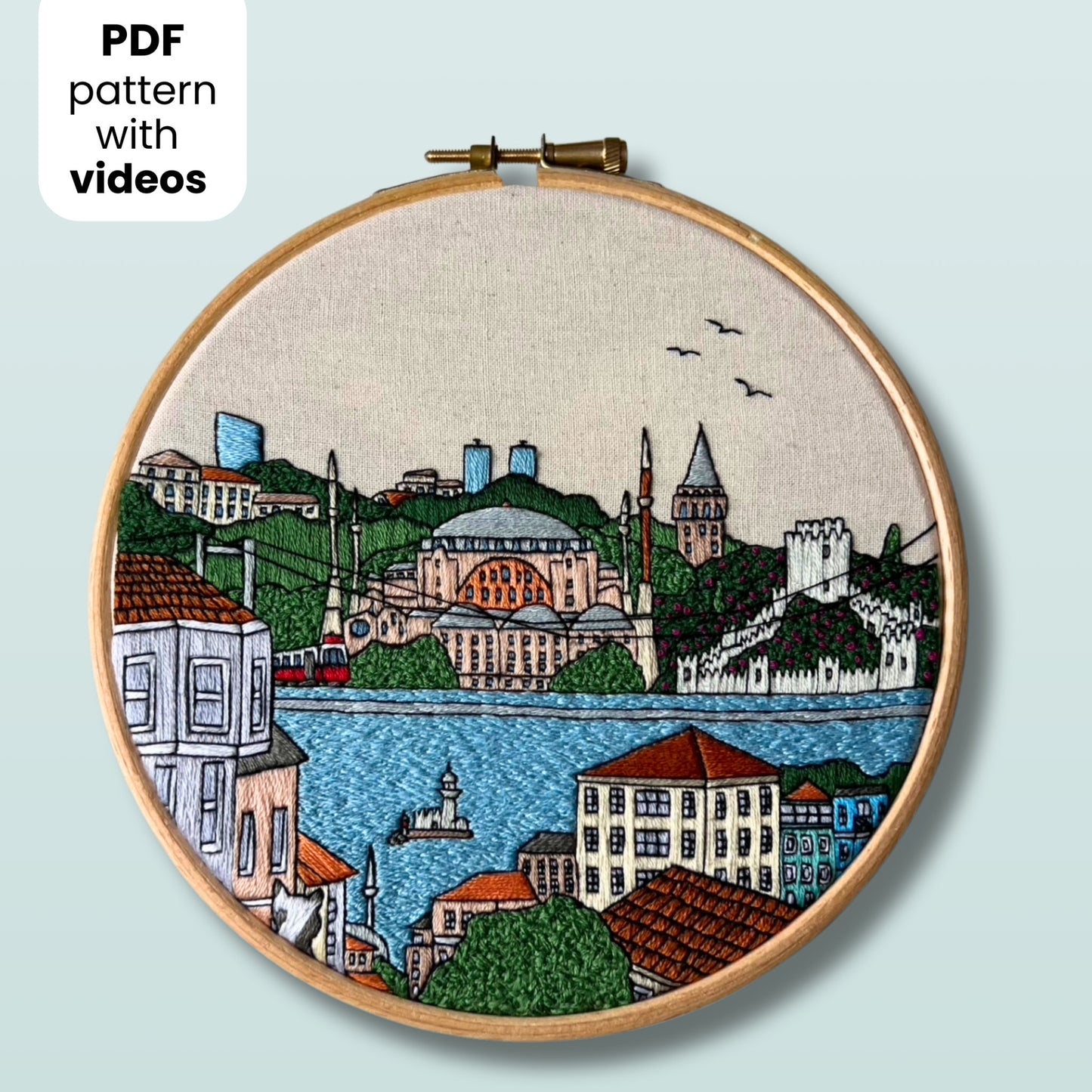 Istanbul, Turkey, Cityscape - Hand Embroidery Pattern (PDF)