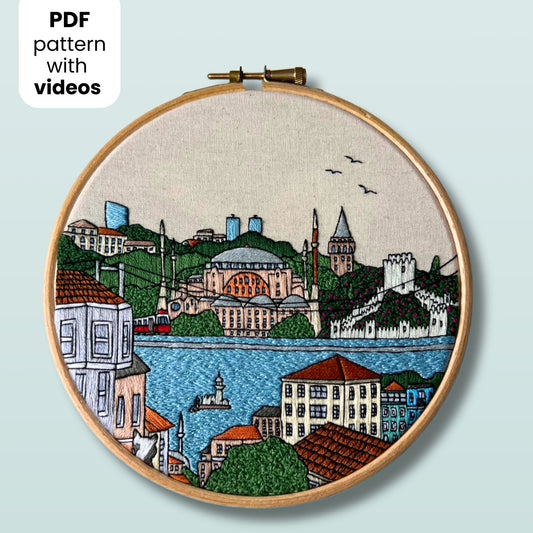 Istanbul, Turkey, Cityscape - Hand Embroidery Pattern (PDF)