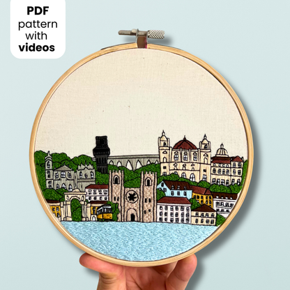 Lisbon, Portugal, Cityscape - Hand Embroidery Pattern (PDF)