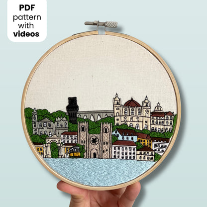 Lisbon, Portugal, Cityscape - Hand Embroidery Pattern (PDF)