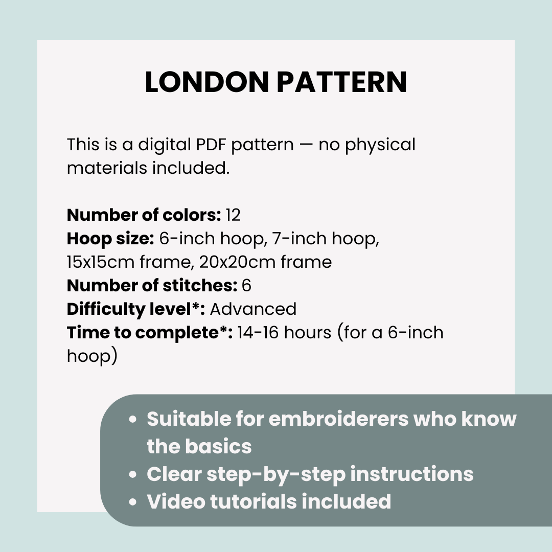 London, Vereinigtes Königreich, Stadtbild – Handstickmuster (PDF)