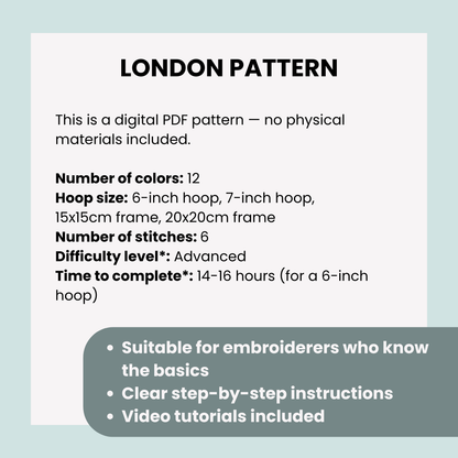 London, Vereinigtes Königreich, Stadtbild – Handstickmuster (PDF)