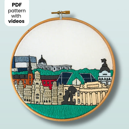 Madrid, Spain, Cityscape - Hand Embroidery Pattern (PDF)