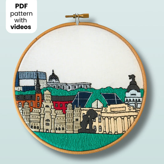 Madrid, Spain, Cityscape - Hand Embroidery Pattern (PDF)