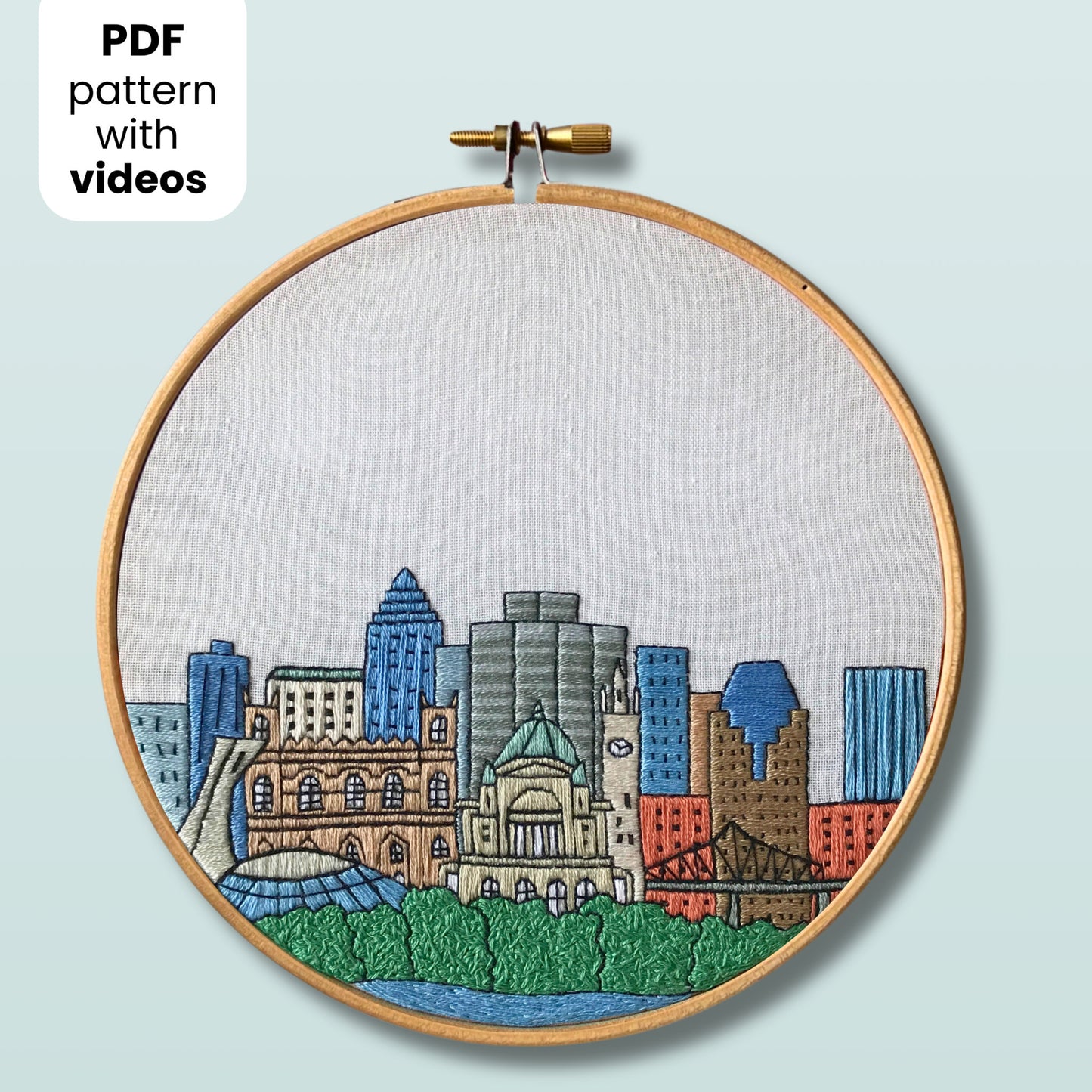 Montreal, Canada, Cityscape - Hand Embroidery Pattern (PDF)