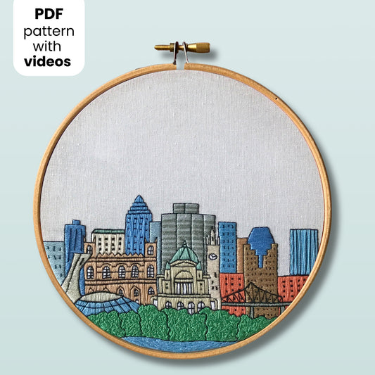 Montreal, Canada, Cityscape - Hand Embroidery Pattern (PDF)
