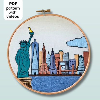 New York, NY, Skyline - Hand Embroidery Pattern (PDF)