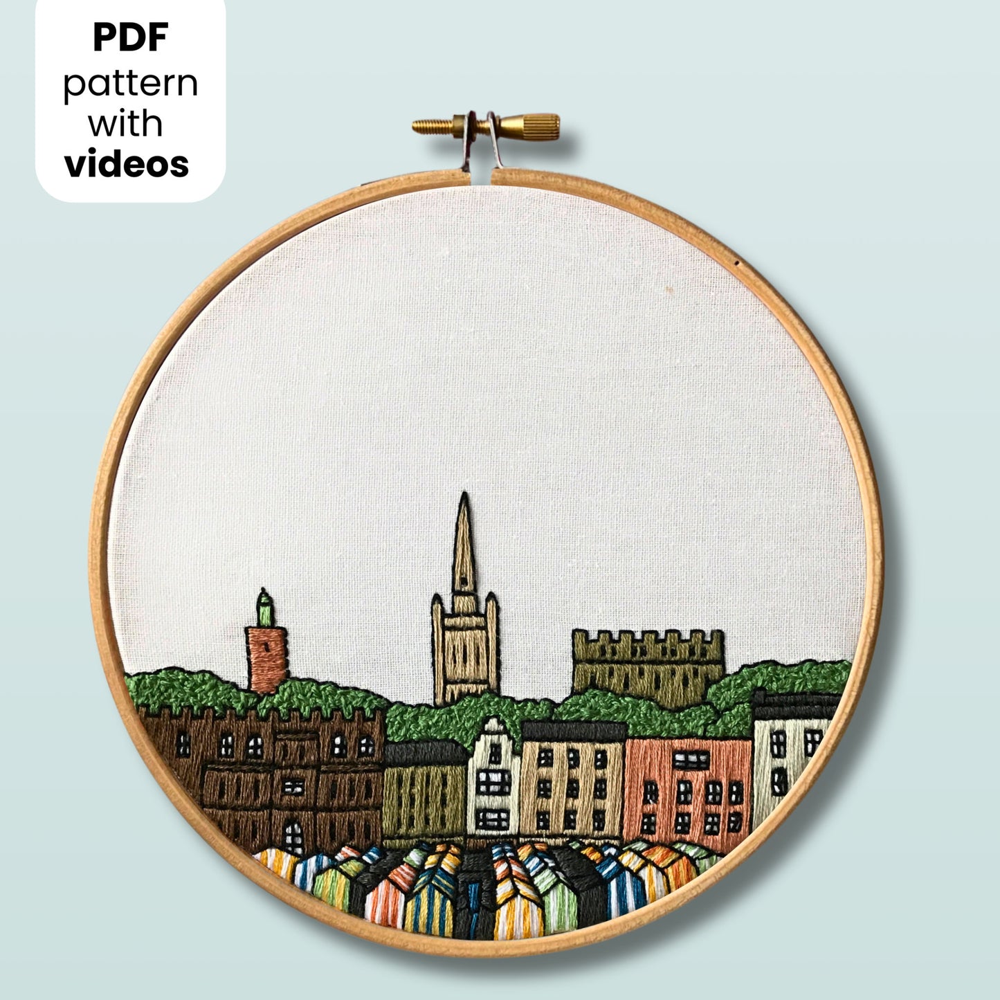 Norwich, United Kingdom, Cityscape - Hand Embroidery Pattern (PDF)