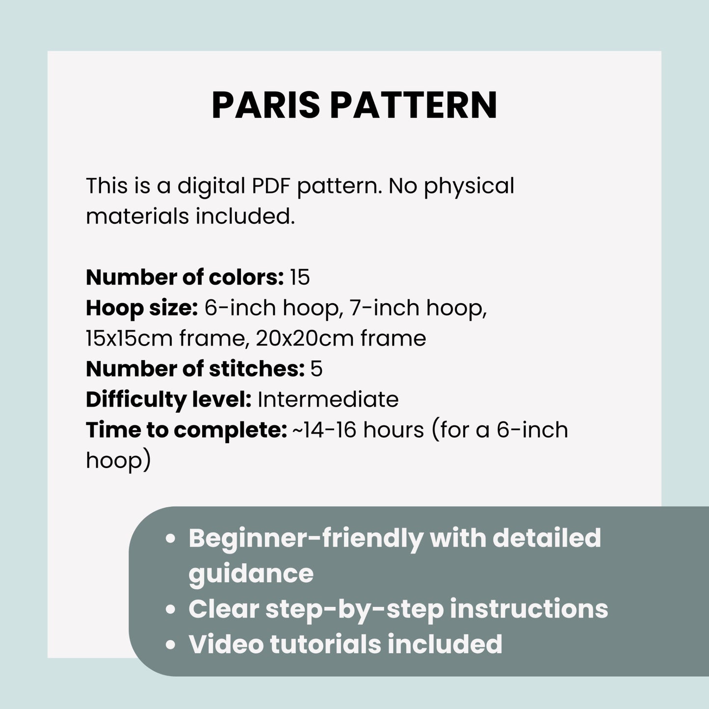 Paris, Frankreich, Stadtbild - Handstickmuster (PDF)