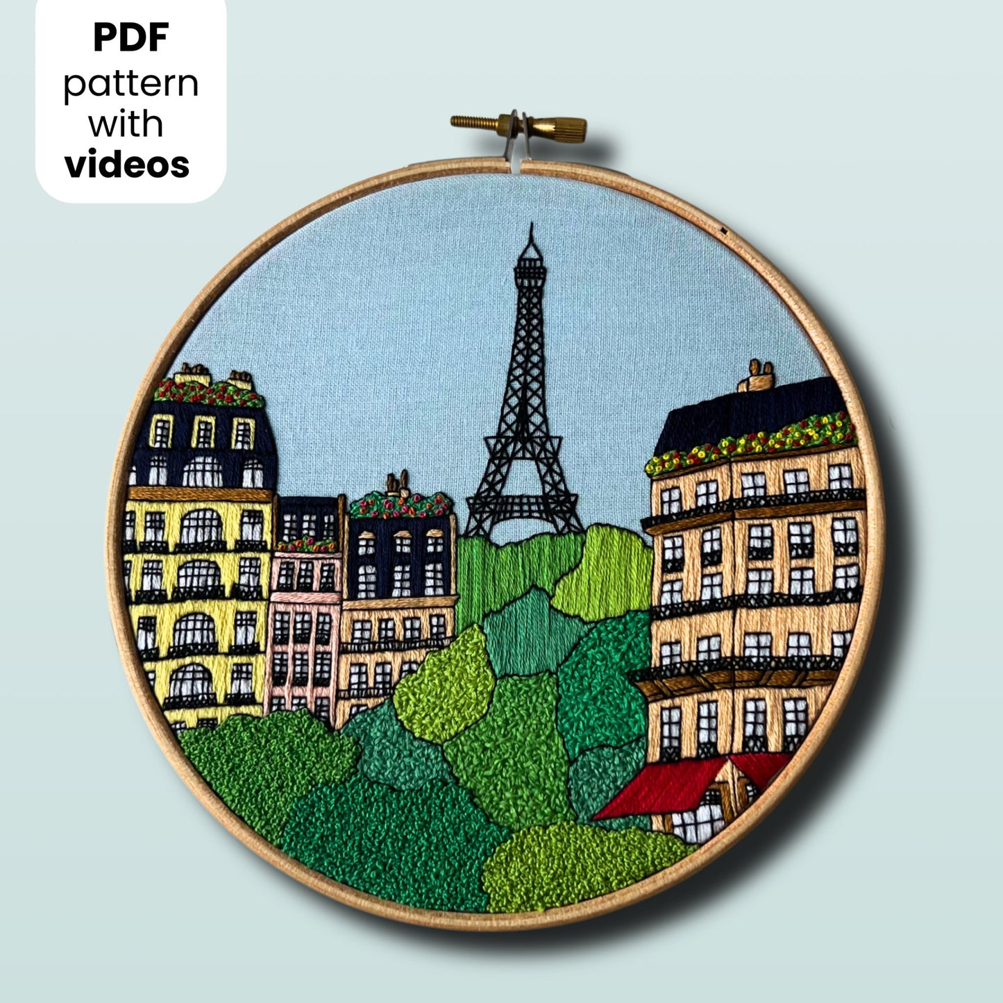 Paris, Frankreich, Stadtbild - Handstickmuster (PDF)
