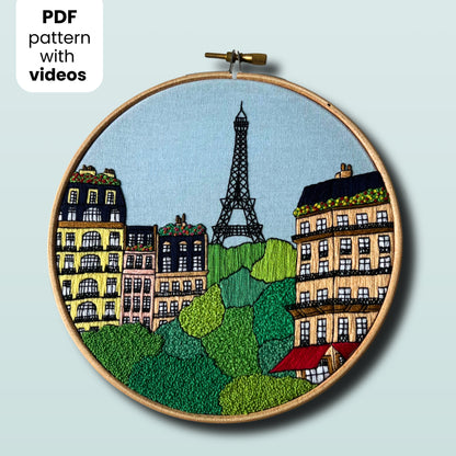 Paris, Frankreich, Stadtbild - Handstickmuster (PDF)