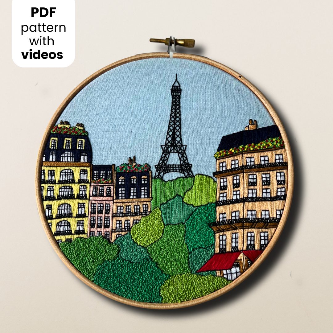 Paris, France, Cityscape - Hand Embroidery Pattern (PDF)