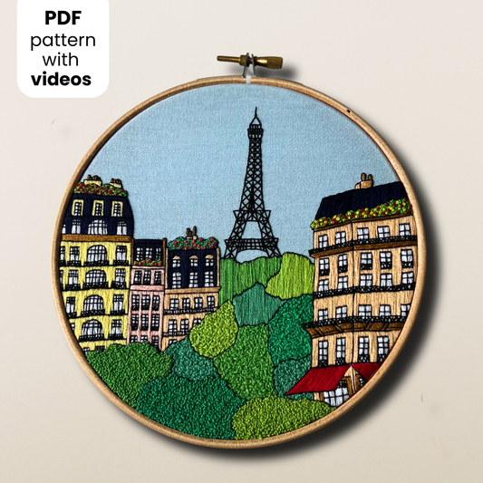 Paris, France, Cityscape - Hand Embroidery Pattern (PDF)