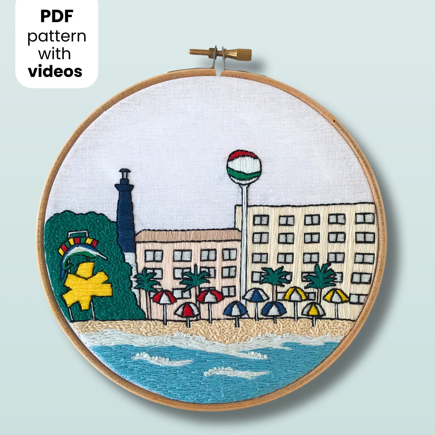 Pensacola Beach, FL, Meereslandschaft – Handstickmuster (PDF)