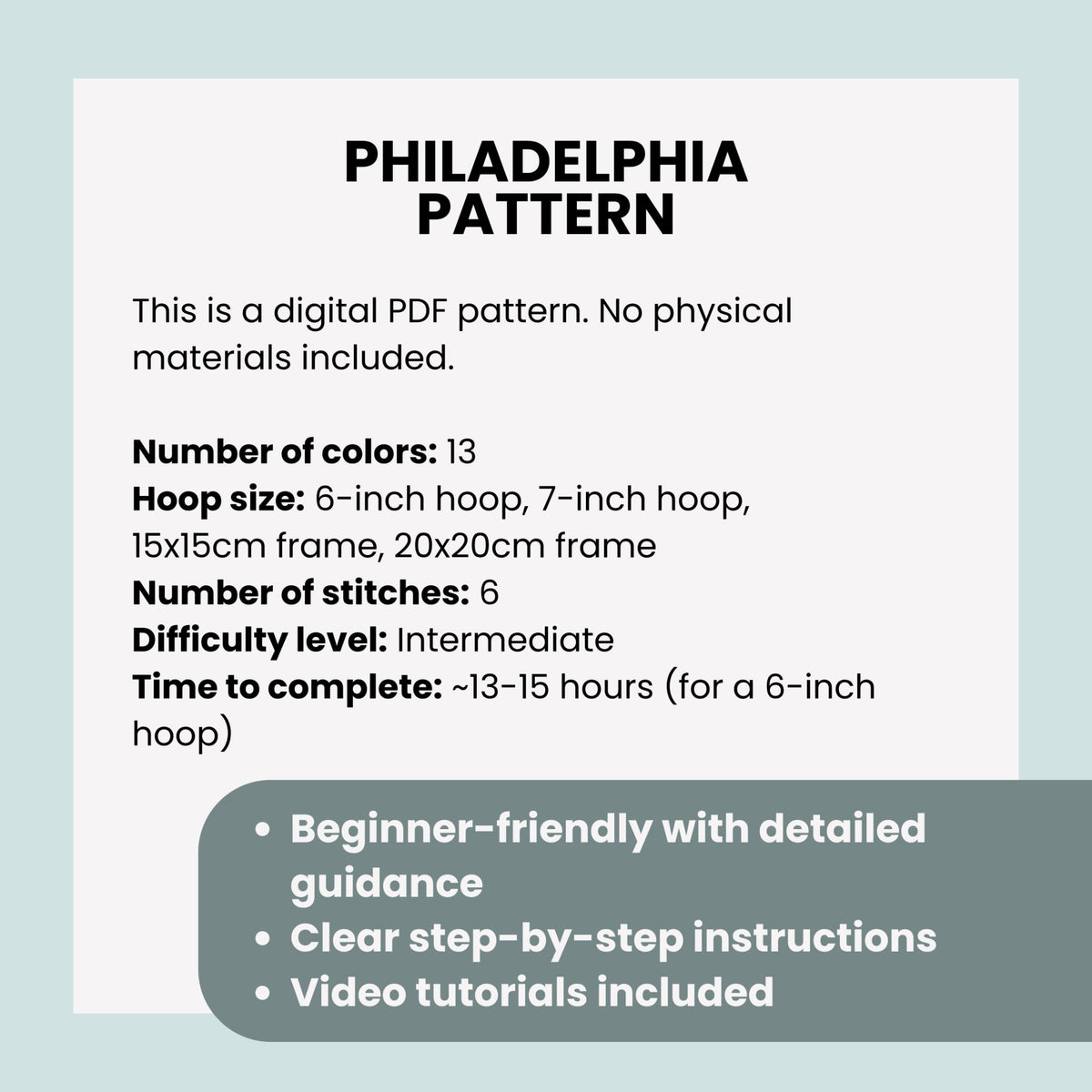 Philadelphia, PA, Architektur – Handstickmuster (PDF)