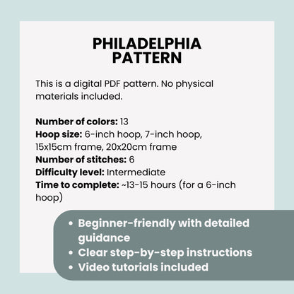 Philadelphia, PA, Architektur – Handstickmuster (PDF)