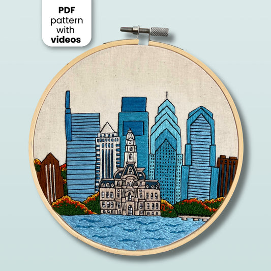 Philadelphia, PA, Architecture - Hand Embroidery Pattern (PDF)
