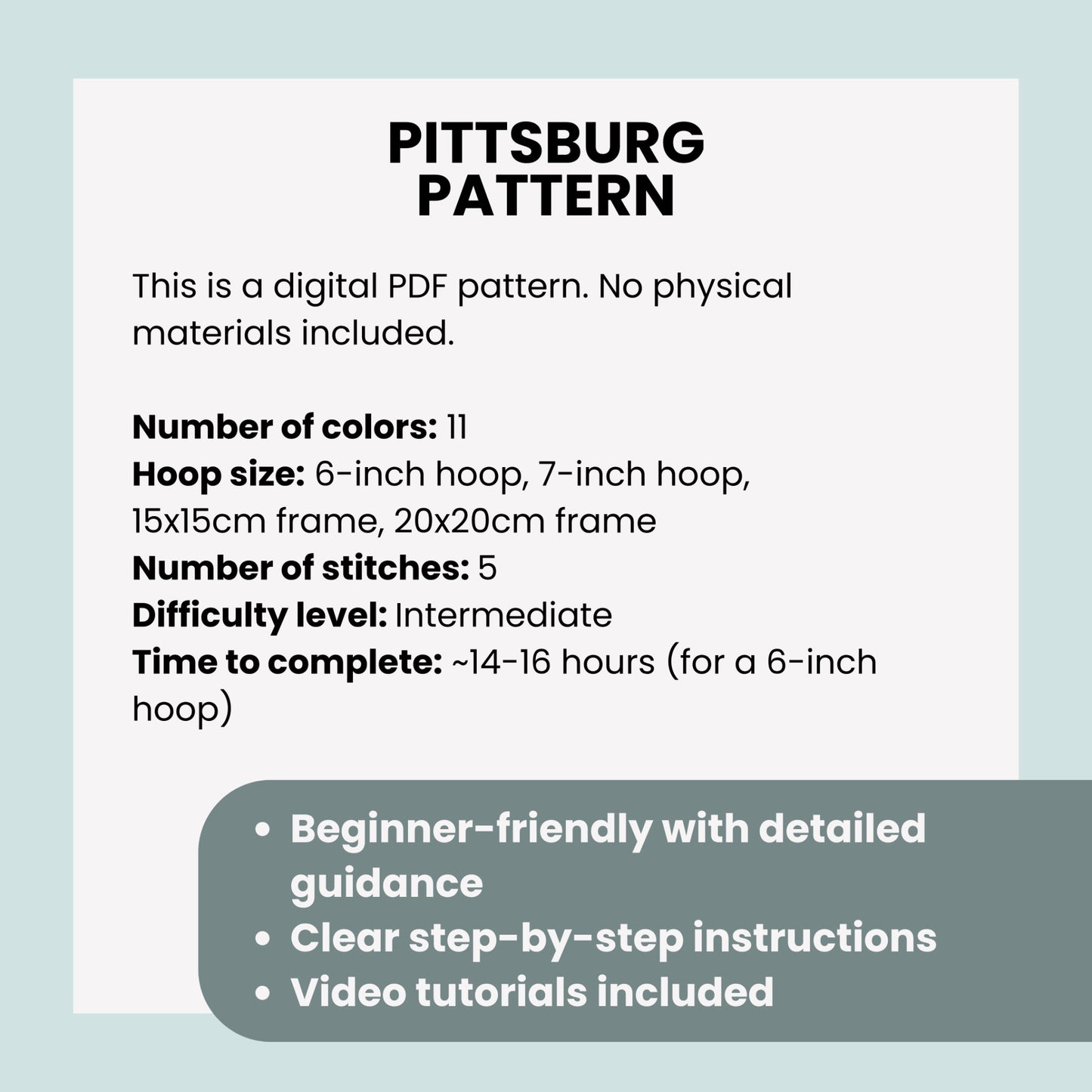 Pittsburgh, PA, Stadtbild – Handstickmuster (PDF)