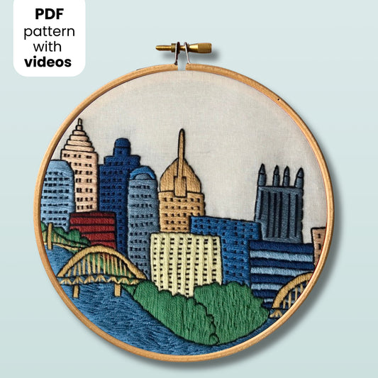 Pittsburgh, PA, Cityscape - Hand Embroidery Pattern (PDF)