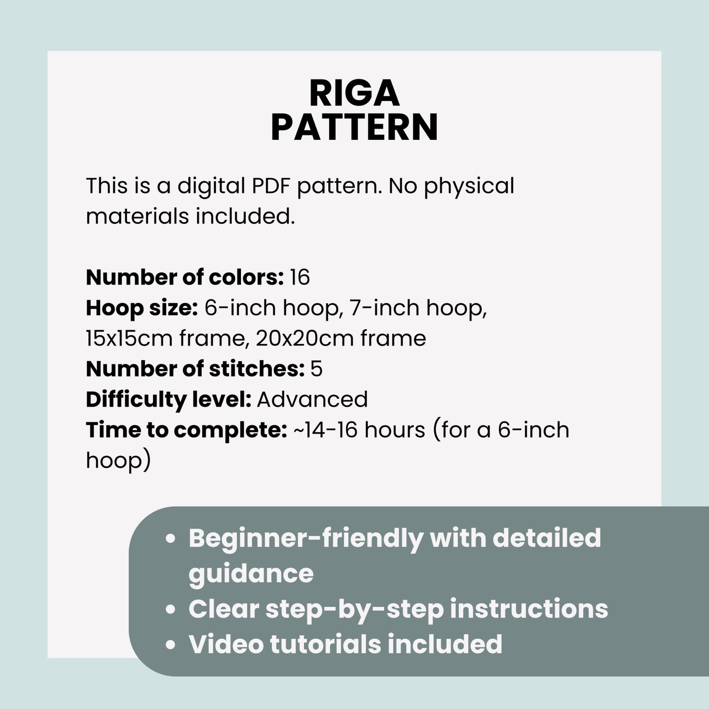 Riga, Latvia, Cityscape - Hand Embroidery Pattern (PDF)