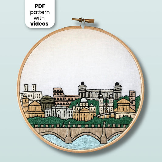 Rome, Italy, Landmarks - Hand Embroidery Pattern (PDF)