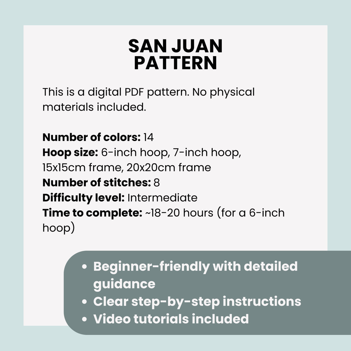 San Juan, Puerto Rico, Cityscape - Hand Embroidery Pattern (PDF)