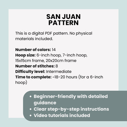 San Juan, Puerto Rico, Cityscape - Hand Embroidery Pattern (PDF)