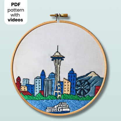 Seattle, WA, Skyline - Hand Embroidery Pattern (PDF)