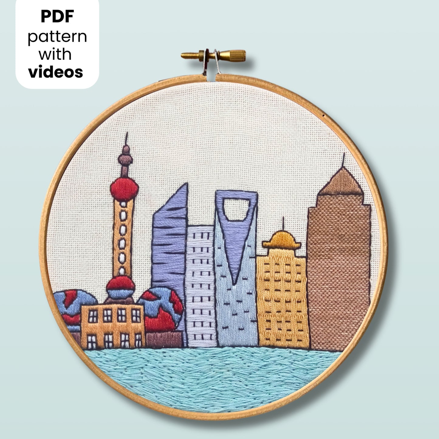 Shanghai, China, Stadtbild - Handstickmuster (PDF)