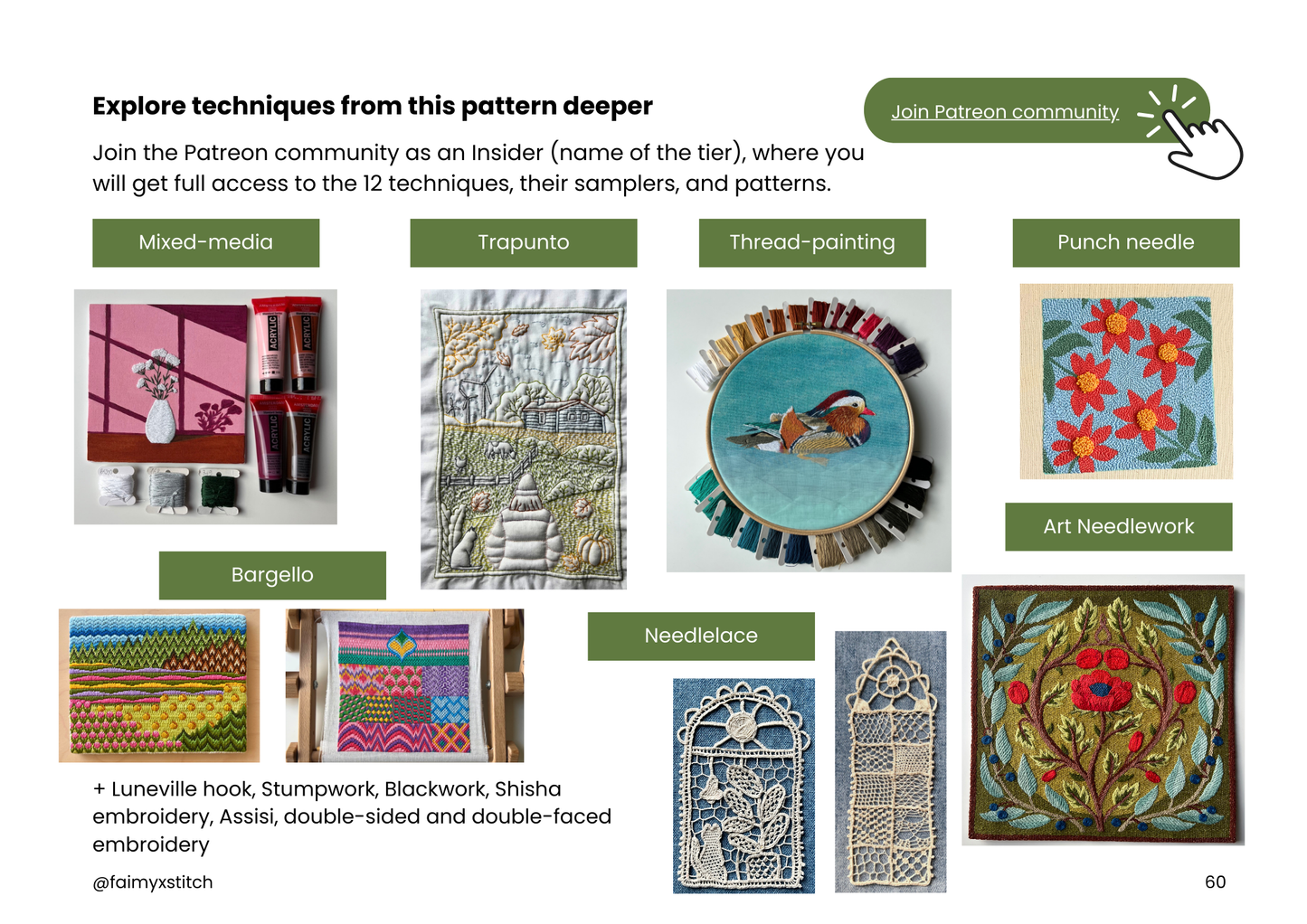 "All techniques" Hand embroidery pattern