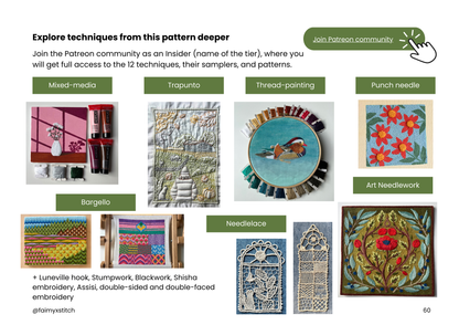 "All techniques" Hand embroidery pattern