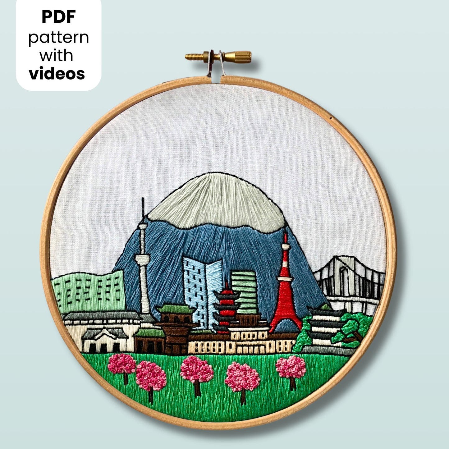 Tokyo, Japan, Cityscape - Hand Embroidery Pattern (PDF)