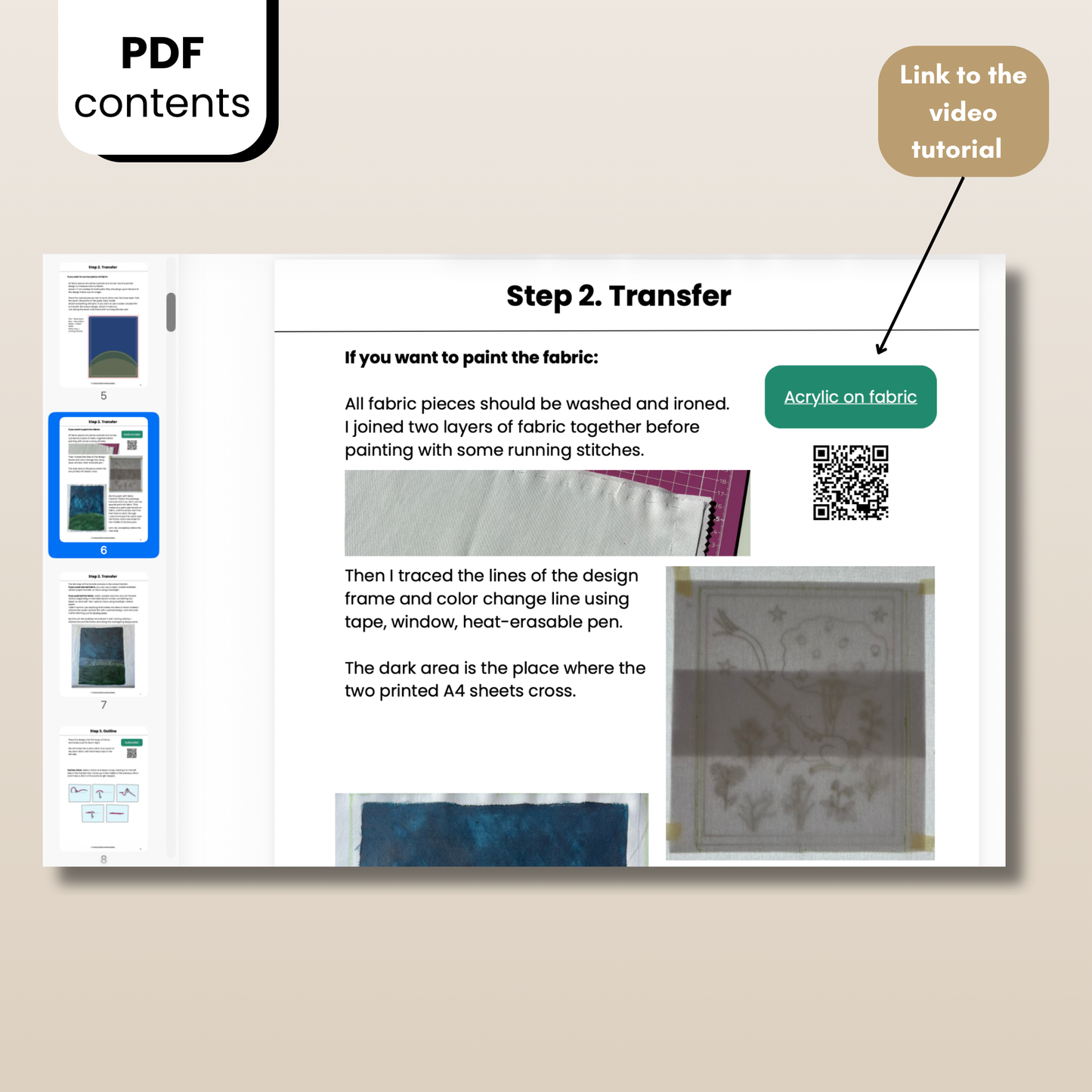 PDF instructions with text and images on a beige background