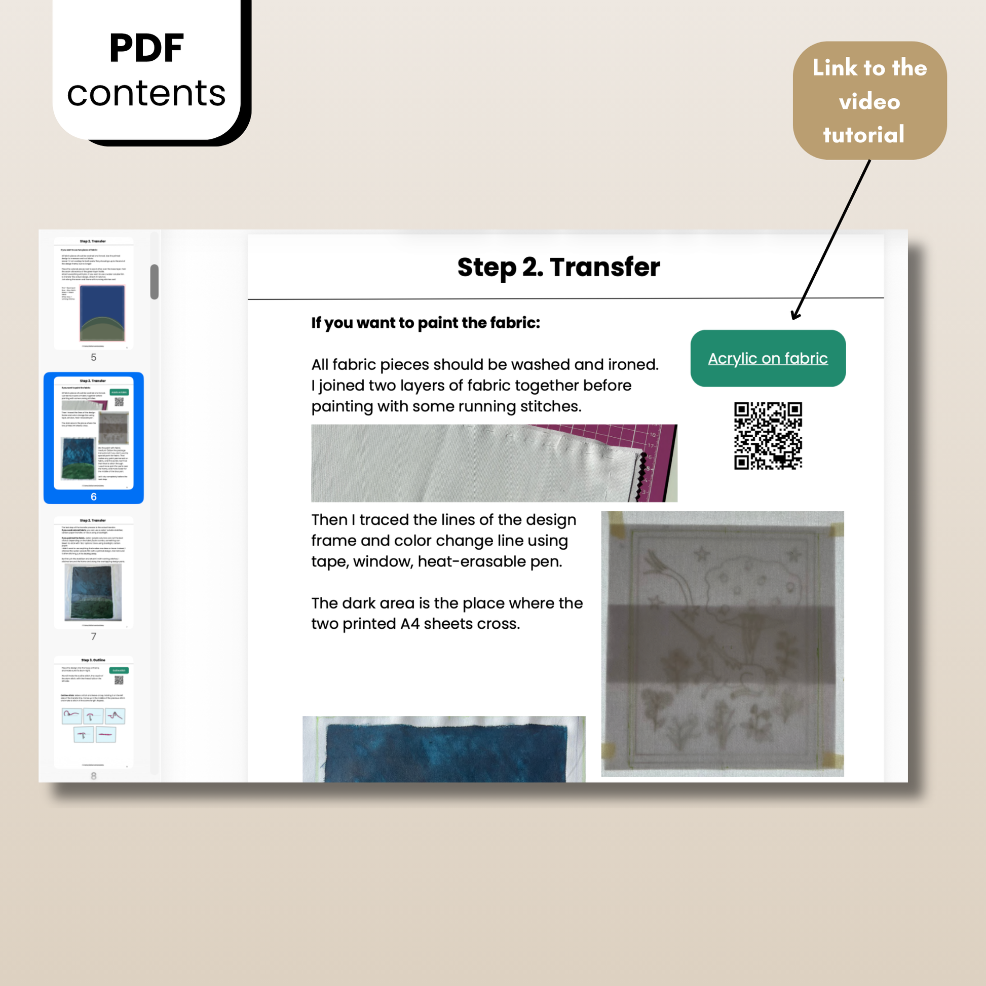PDF instructions with text and images on a beige background