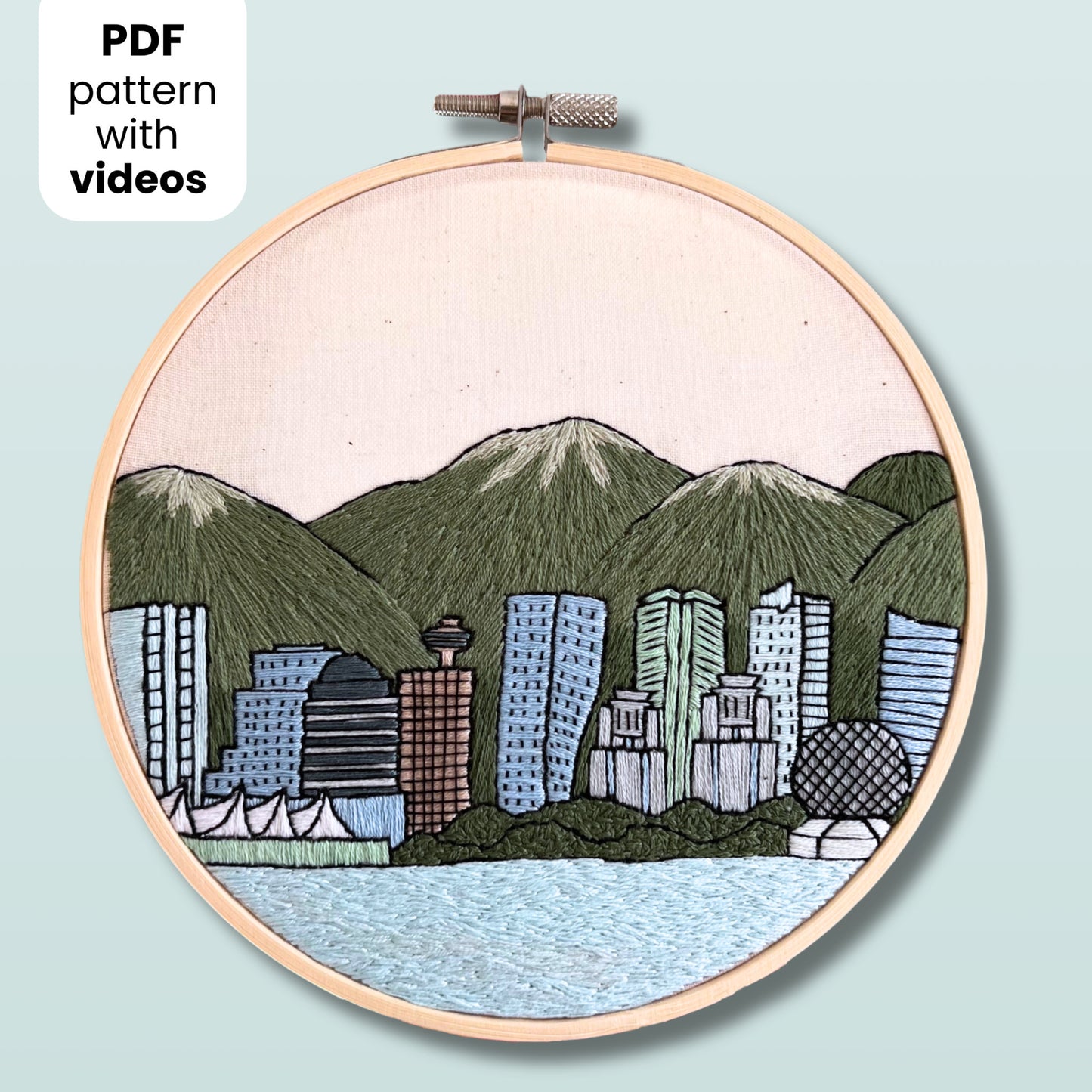 Vancouver, Canada, Cityscape - Hand Embroidery Pattern (PDF)