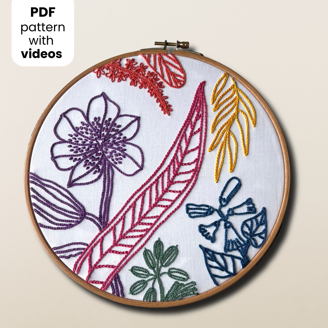 Florals - Chain stitch only - Hand Embroidery Pattern (PDF)