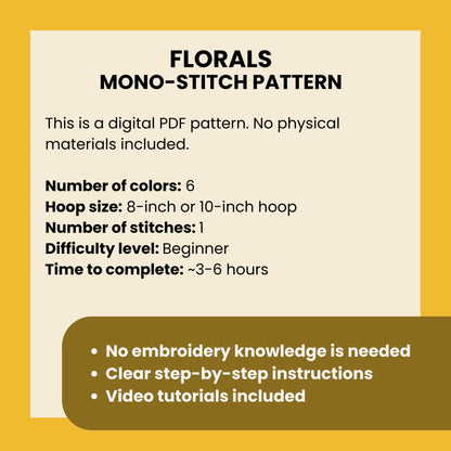 Florals - Chain stitch only - Hand Embroidery Pattern (PDF)
