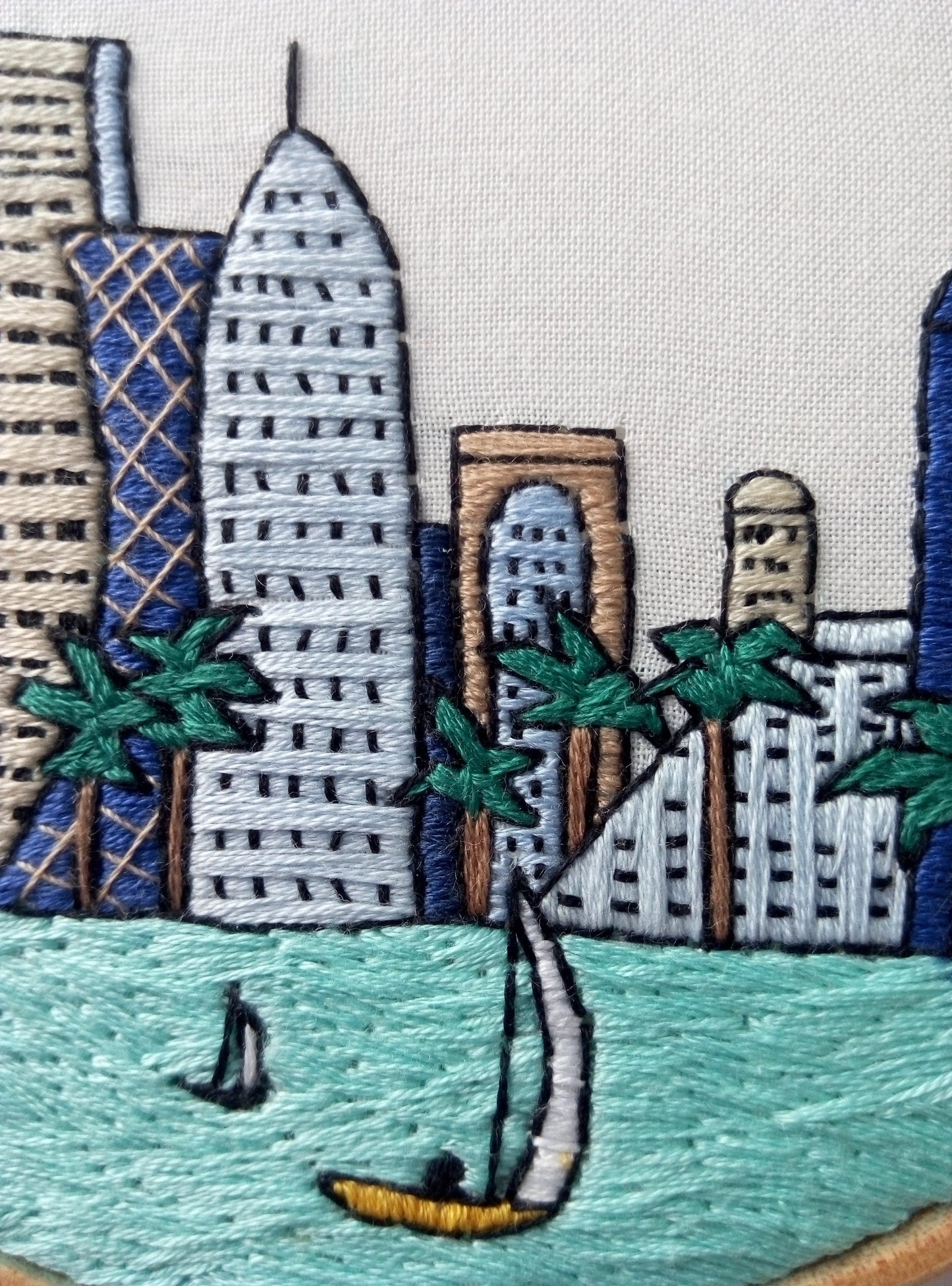 Doha, Qatar, Cityscape - Hand Embroidery Pattern (PDF)