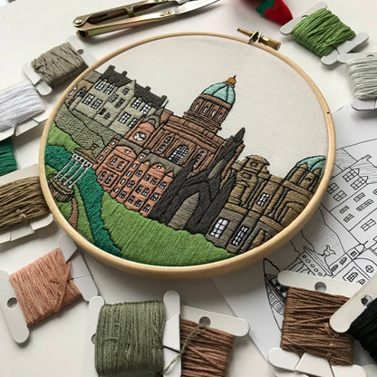Edinburgh, Scotland, Cityscape - Hand Embroidery Pattern (PDF)