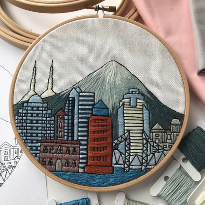 Portland OR, United States, Cityscape - Hand Embroidery Pattern (PDF)